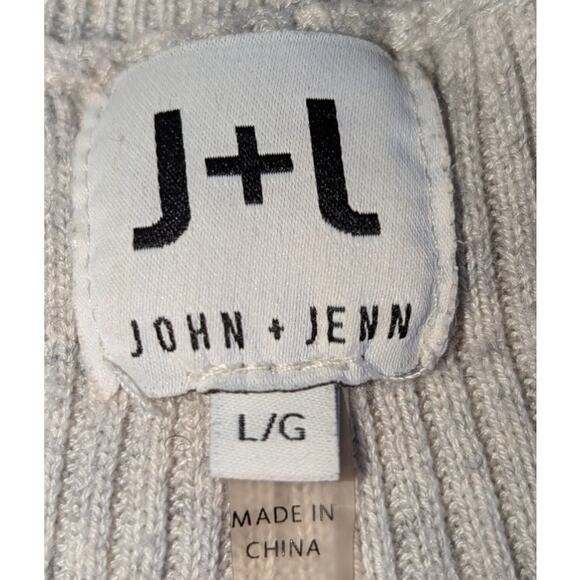 Womens Anthropologie John + Jenn Lace-up Side V-Neck Ribbed Sweater Light Gray L - Picture 4 of 5